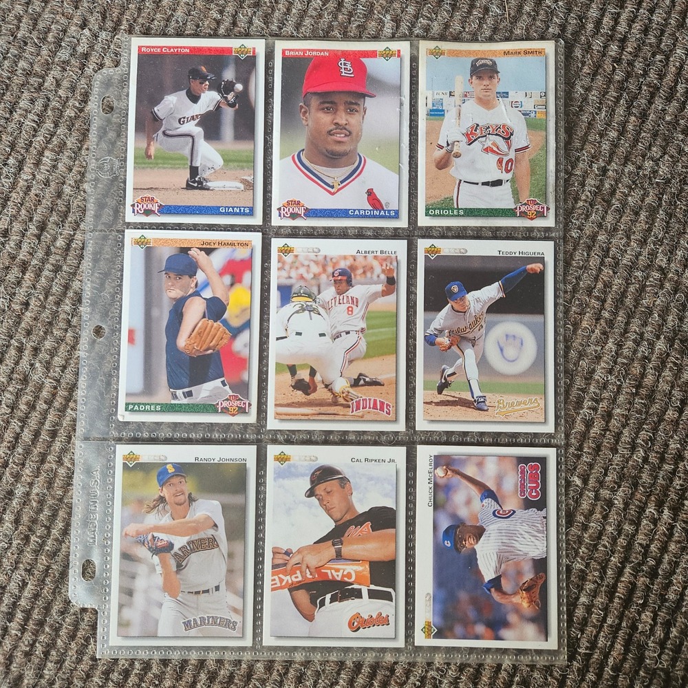 1992 Upper Deck Baseball Card Lot Cal Ripken Jr Randy Johnson Albert Belle 9ct